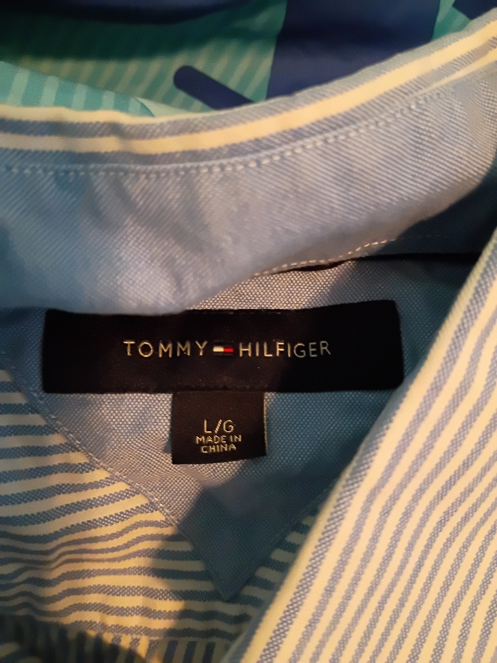 Tommy Hilfiger Men’s Blue & White Striped Button-Down Shirt - Picture 3 of 4